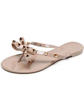Stylish Studded Jelly Flip Flops for Women - Black Summer Beach Sandals, Slip-On